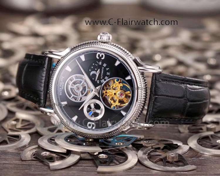 Copy Patek Philippe Grand Complications Watches SS Black Dial